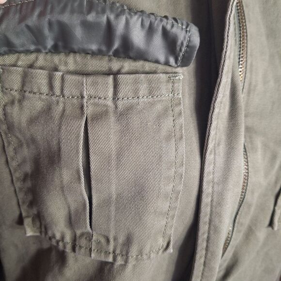 Old Navy Womens Olive Hooded Parka Utility Jacket Faux Sherpa Cotton Medium - Picture 10 of 12